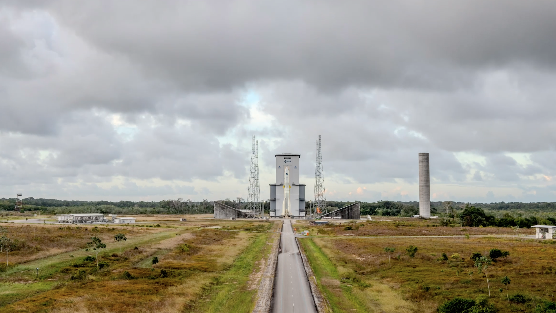 Ariane 6 on the launch pad during its pre-launch test campaign