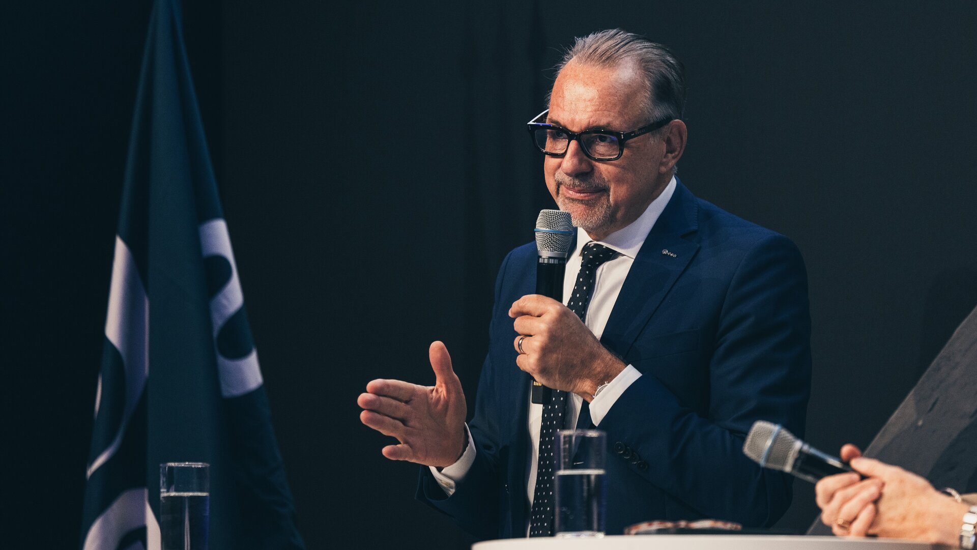 Josef Aschbacher speaks to media representatives during the ESA Director General press conference at ILA Berlin 2026
