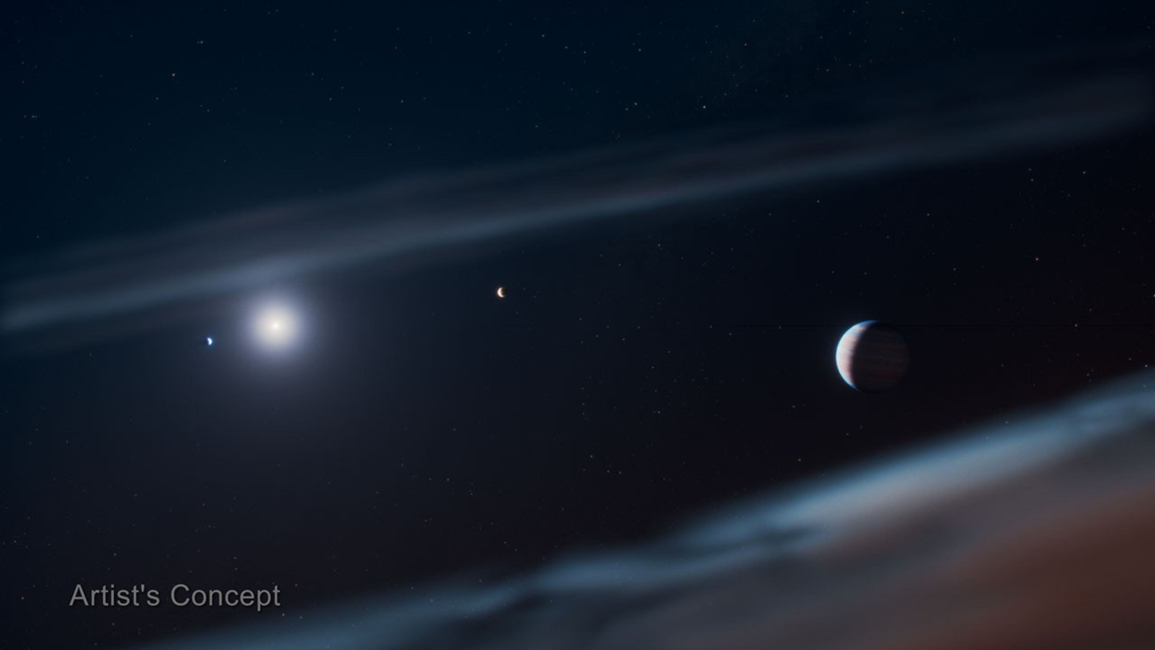 Artist’s concept of the Beta Pictoris planetary system showing the newly discovered giant planet Beta Pictoris d