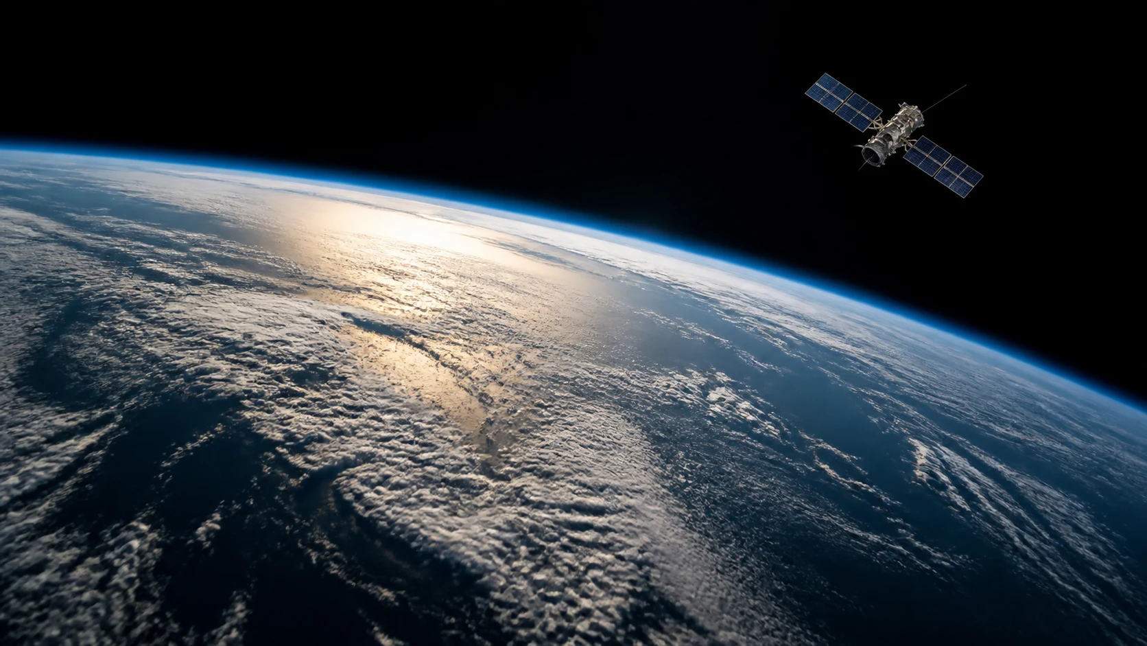 Sunlight reflected across Earth’s ocean from orbit